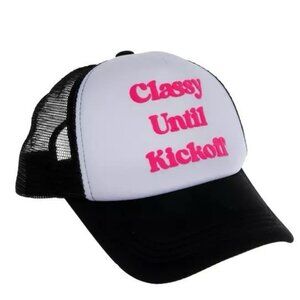 Classy Until Kickoff Adjustable Snapback Trucker Hat Black One Size Mesh BackNew
